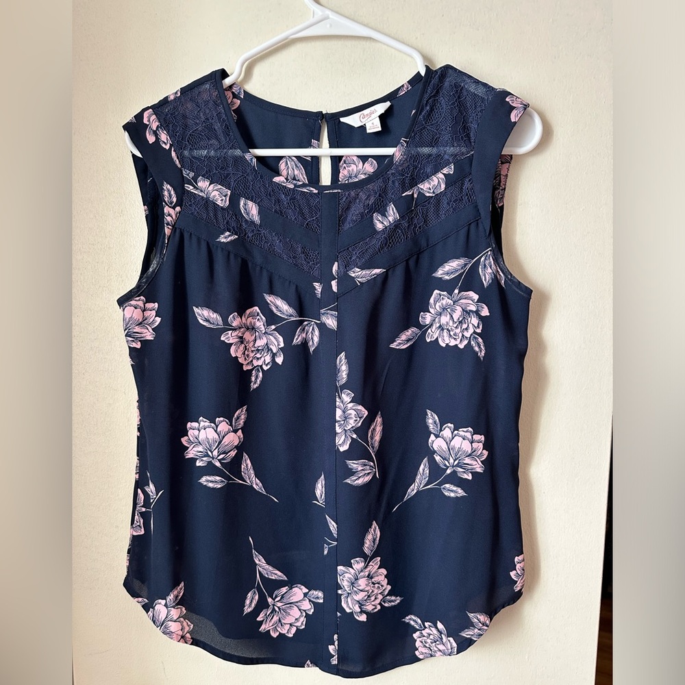 Calvin Klein Navy Floral Sleeveless Top